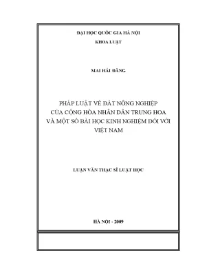 Pháp luật về đất nông nghiệp của cộng hòa nhân dân trung hoa và một số bài học kinh nghiệm đối với việt nam