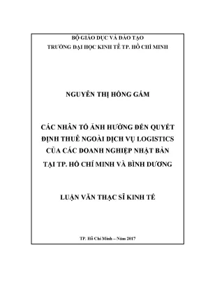Luận văn các nhân tố ảnh hưởng đến quyết định thuê ngoài dịch vụ logistics của các doanh nghiệp nhật bản tại tp hồ chí minh và bình dương