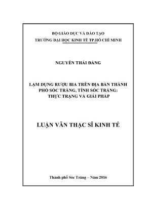 Luận văn lạm dụng rượu bia trên địa bàn thành phố sóc trăng tỉnh sóc trăng thực trạng và giải pháp