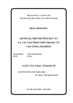 Luận văn đánh giá môi trường và các giải pháp tiếp thị đầu tư vào tỉnh lâm đồng