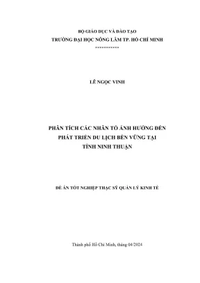 Luận văn thạc sĩ quản lý kinh tế phân tích các nhân tố ảnh hưởng đến phát triển du lịch bền vững tại tỉnh ninh thuận