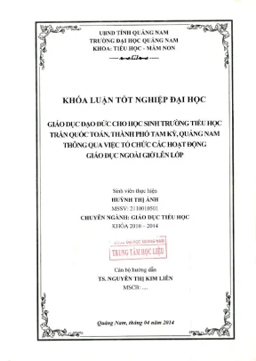 1258 giáo dục đạo đức cho học sinh trường tiểu học trần quốc toản thành phố tam kỳ quảng nam thông huỳnh thị ánh minh luận văn đh quảng nam