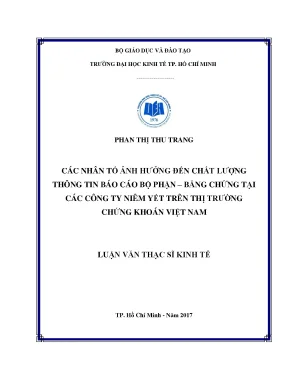 Luận văn các nhân tố ảnh hưởng đến chất lượng thông tin báo cáo bộ phận bằng chứng tại các công ty niêm yết trên thị trường chứng khoán việt nam