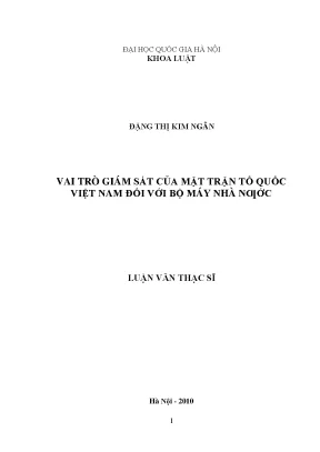 Vai trò giám sát của mặt trận tổ quốc việt nam đối với bộ máy nhà nước