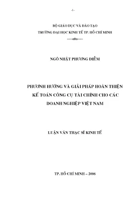 Luận văn phương hướng và giải pháp hoàn thiện kế toán công cụ tài chính cho các doanh nghiệp việt nam