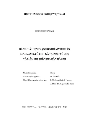 Đánh giá hiện trạng ô nhiễm vi khuẩn salmonella ở thịt gà tại một số chợ và siêu thị trên địa bàn hà nội