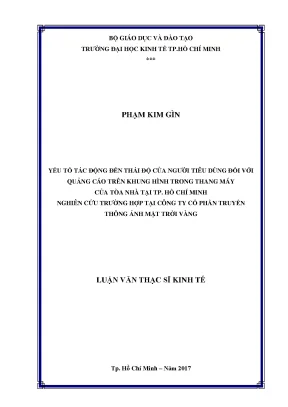 Luận văn yếu tố tác động đến thái độ của người tiêu dùng đối với quảng cáo trên khung hình trong thang máy của tòa nhà tại tp hồ chí minh nghiên