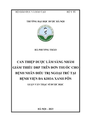 Hà phương thảo can thiệp dược lâm sàng nhằm giảm thiểu drp trên đơn thuốc cho bệnh nhân điều trị ngoại trú tại bệnh viện đa khoa xanh pôn luận văn thạc sĩ dược học