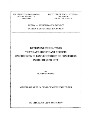 Luận văn determine the factors that have significant affects on choosing clean vegetables of consumers in ho chi minh city