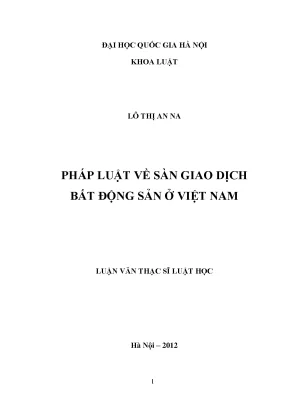 Pháp luật về sàn giao dịch bất động sản ở việt nam ths luật