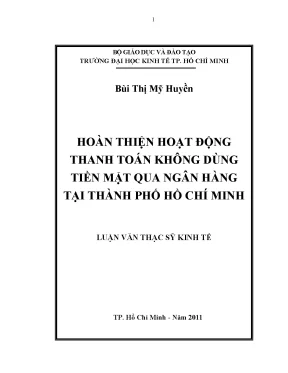 Luận văn hoàn thiện hoạt động thanh toán không dùng tiền mặt qua ngân hàng tại thành phố hồ chí minh