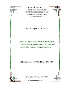 1326 đánh giá tiềm năng phát triển du lịch cộng đồng tại thôn cao sơn thuộc xã trà sơn huyện bắc trà my tỉnh quảng nam phan thị huyền trâm luận văn đh quản