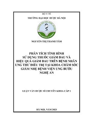 Phân tích tình hình sử dụng thuốc giảm đau và hiệu quả giảm đau trên bệnh nhân ung thư điều trị tại khoa chăm sóc giảm nhẹ bệnh viện ung bướu nghệ an luận văn dược sĩ chuyên khoa cấp 1