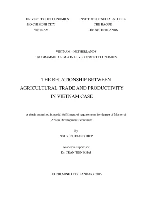 Luận văn the relationship between the agricultural trade and productivity in vietnam case