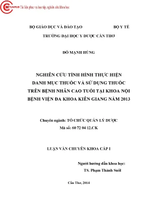 0456 nghiên cứu tình hình thực hiện danh mục thuốc và sử dụng thuốc trên bệnh nhân cao tuổi tại khoa nội bv đa khoa kiên giang năm 2013