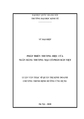 Luận văn thạc sĩ quản lý kinh tế phát triển thương hiệu của ngân hàng thương mại cổ phần bản việt