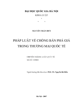 Pháp luật về chống bán phá giá trong thương mại quốc tế