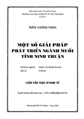 Luận văn một số giải pháp phát triển ngành muối tỉnh ninh thuận