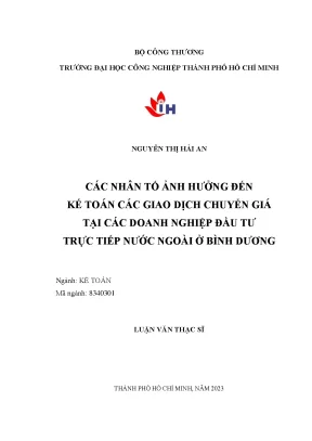 Các nhân tố ảnh hưởng đến kế toán các giao dịch chuyển giá tại các doanh nghiệp đầu tư trực tiếp nước ngoài ở bình dương