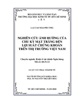 Luận văn nghiên cứu ảnh hưởng của chu kỳ mặt trăng đến lợi suất chứng khoán trên thị trường việt nam