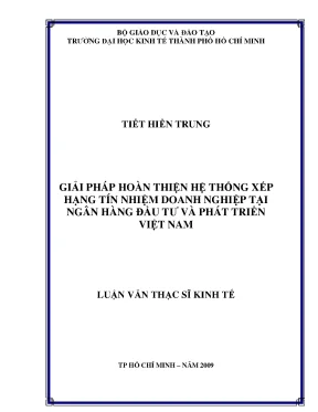 Luận văn giải pháp hoàn thiện hệ thống xếp hạng tín nhiệm doanh nghiệp tại ngân hàng đầu tư và phát triển việt nam 001
