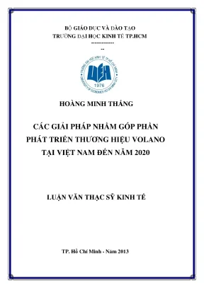 Luận văn các giải pháp nhằm góp phần phát triển thương hiệu volano tại việt nam đến năm 2020
