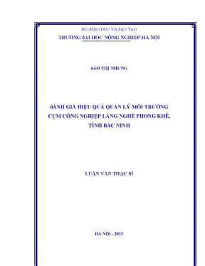 Đánh giá hiệu quả quản lý môi trường cụm công nghiệp làng nghề phong khê tỉnh bắc ninh