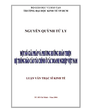 Luận văn một số giải pháp và phương hướng hoàn thiện hệ thống báo cáo tài chính ở các doanh nghiệp việt nam