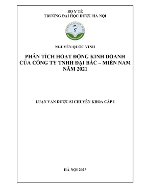 Năm 2021 luận văn dược sĩ chuyên khoa cấp i