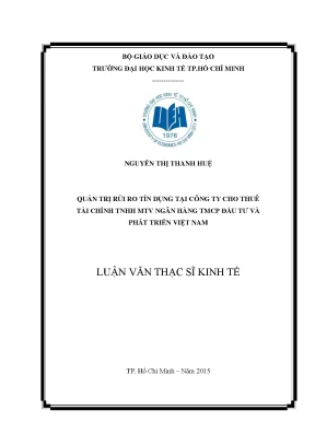 Luận văn quản trị rủi ro tín dụng tại công ty cho thuê tài chính tnhh mtv ngân hàng tmcp đầu tư và phát triển việt nam