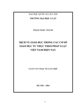 Luận văn thạc sĩ dịch vụ giáo dục trong các cơ sở giáo dục tư thục theo pháp luật việt nam hiện nay