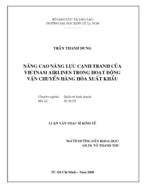 Luận văn nâng cao năng lực cạnh tranh của vietnam airlines trong hoạt động vận chuyển hàng hóa xuất khẩu