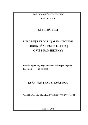 Pháp luật về vi phạm hành chính trong hành nghề luật sư ở việt nam hiện nay