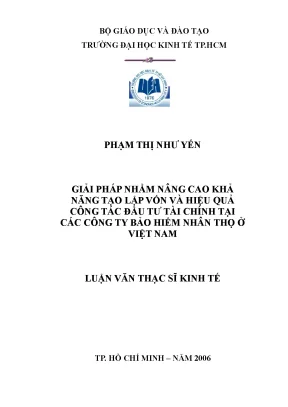 Luận văn giải pháp nhằm nâng cao khả năng tạo lập vốn và hiệu quả công tác đầu tư tài chính tại các công ty bảo hiểm nhân thọ ở việt nam