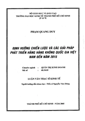 Luận văn định hướng chiến lược và các giải pháp phát triển hãng hàng không quốc gia việt nam đến năm 2015 001