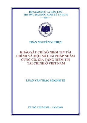 Luận văn khảo sát chỉ số niềm tin tài chính và một số giải pháp nhằm củng cố gia tăng niềm tin tài chính ở việt nam