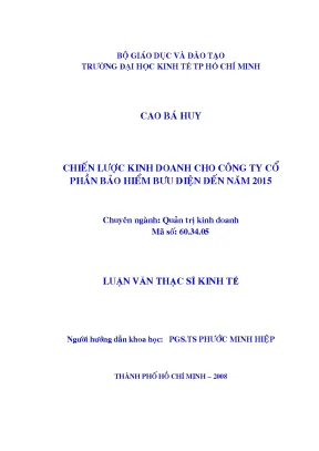 Luận văn chiến lược kinh doanh cho công ty cổ phần bảo hiểm bưư điện đến năm 2015