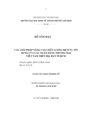 Luận văn các giải pháp nâng cao chất lượng dịch vụ tín dụng của các ngân hàng thương mại việt nam trên địa bàn tp hcm