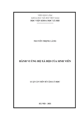 Luận án tiến sĩ tâm lý học hành vi ủng hộ xã hội của sinh viên