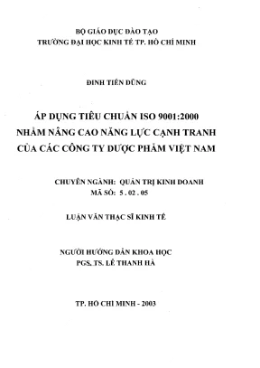 Luận văn áp dụng tiêu chuẩn iso 9001 2000 nhằm nâng cao năng lực cạnh tranh của các công ty dược phẩm việt nam