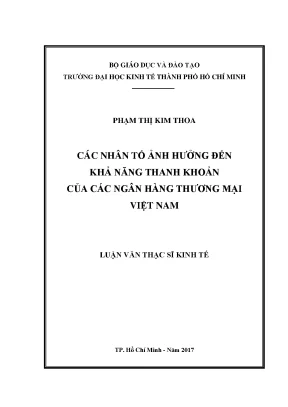 Luận văn các nhân tố ảnh hưởng đến khả năng thanh khoản của các ngân hàng thương mại việt nam