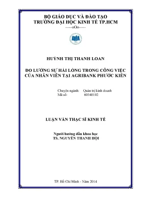 Luận văn đo lường sự hài lòng trong công việc của nhân viên tại argribank phước kiển