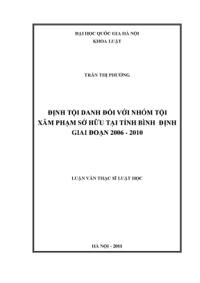 Định tội danh với nhóm tội xâm phạm sở hữu tại tỉnh bình định giai đoạn 2006 2010