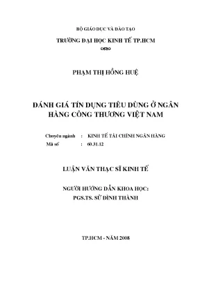 Luận văn đánh giá tín dụng tiêu dùng ở ngân hàng công thương việt nam