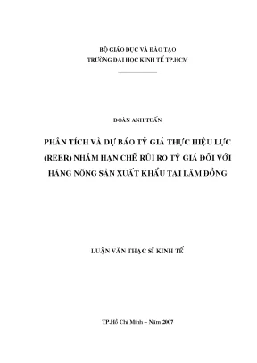 Luận văn phân tích và dự báo tỷ giá thực hiệu lực reer nhằm hạn chế rủi ro tỷ giá đối với hàng nông sản xuất tại lâm đồng