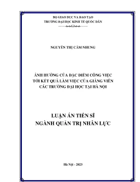 Ảnh hưởng của đặc điểm công việc tới kết quả làm việc của giảng viên các trường đại học tại hà nội