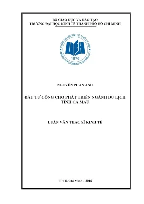 Luận văn đầu tư công cho phát triển ngành du lịch tỉnh cà mau