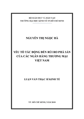 Luận văn yếu tố tác động đến rủi ro phá sản của các ngân hàng thương mại việt nam