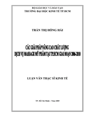 Luận văn các giải pháp nâng cao chất lượng dịch vụ massage mỹ phẩm tại tp hcm giai đoạn 2006 2010