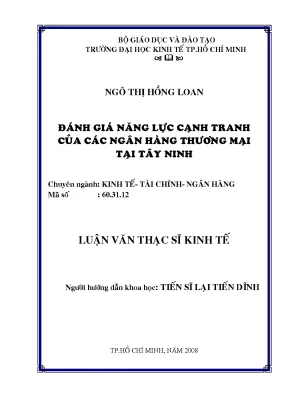 Luận văn đánh giá năng lực cạnh tranh của các ngân hàng thương mại tại tỉnh tây ninh